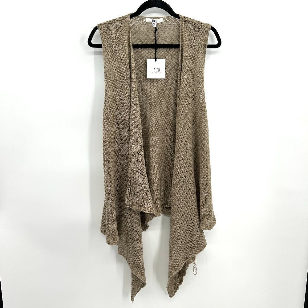 NWT JACK *FLAWED* Brown Knit Sleeveless Boho Coastal Cardigan Vest Size XS